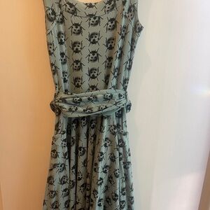 Effie's Heart Green Skull Print Midi Dress